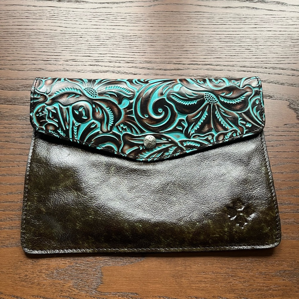 Patricia Nash Tooled Turquoise Envelope Clutch